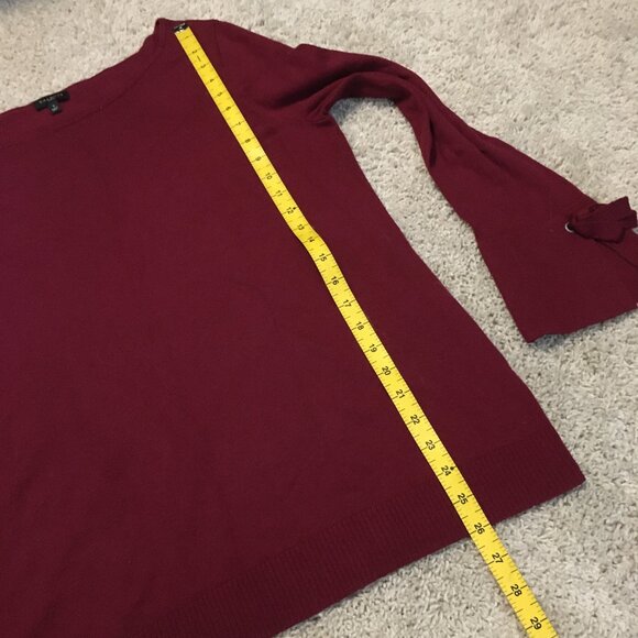 Talbots Burgundy Flared Tie Sleeve Cashmere Blend Sweater - Picture 14 of 15